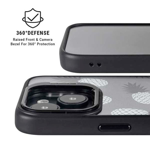 Black and White Pineapples iPhone 15 Kickstand Case